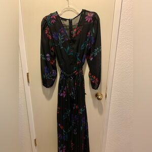 Calvin Klein Black Floral Long Sleeve Dress